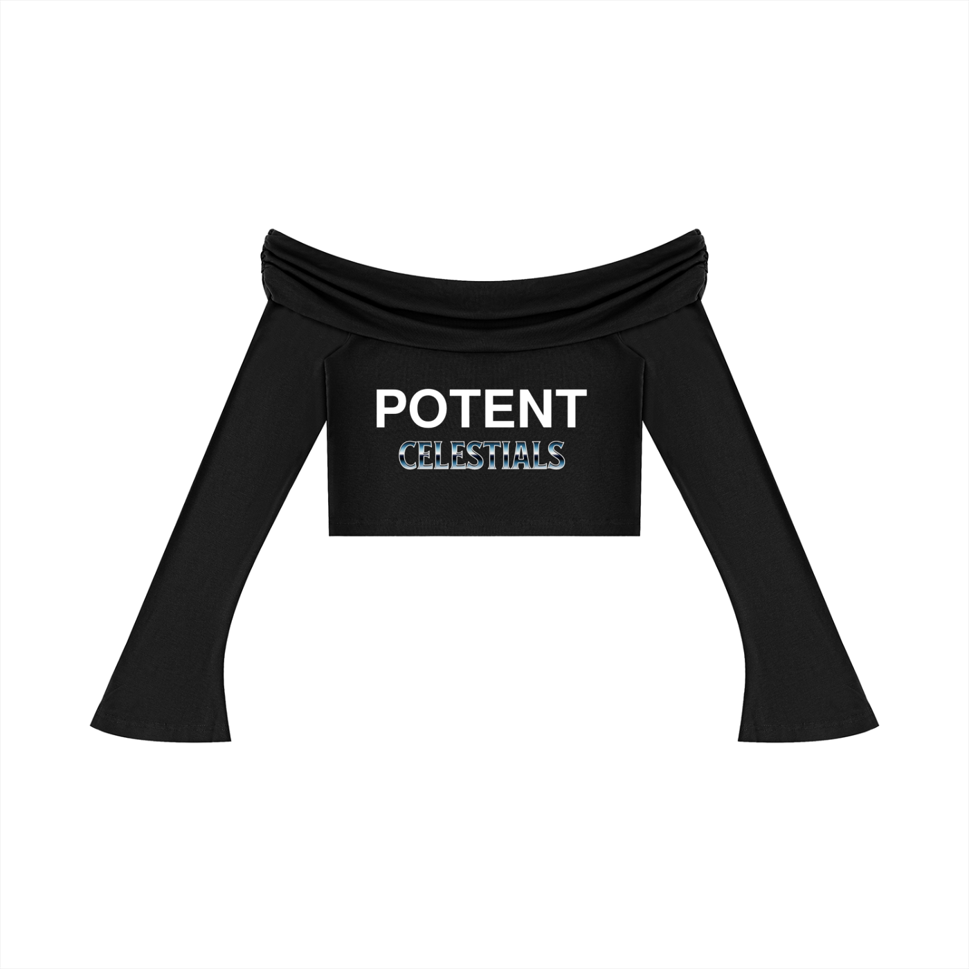 Women's Off-the-Shoulder Bell Sleeve Crop T-Shirt