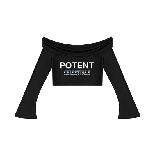 Women's Off-the-Shoulder Bell Sleeve Crop T-Shirt