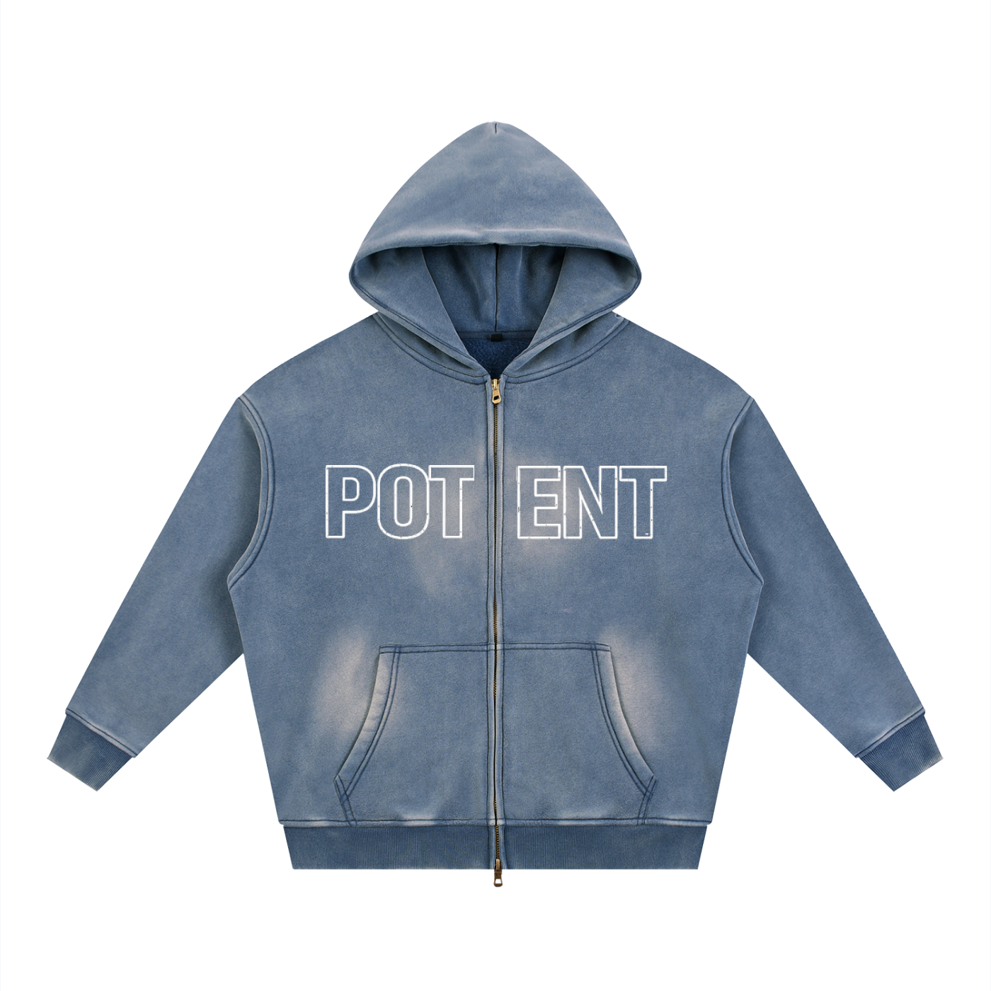 Sunfade Two-way Zipper Boxy Fleece Hoodie