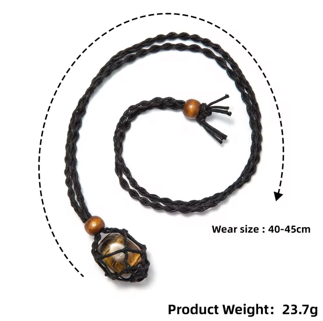 POTENT Adjustable Boho Braided Necklace with Removable Crystal Holder