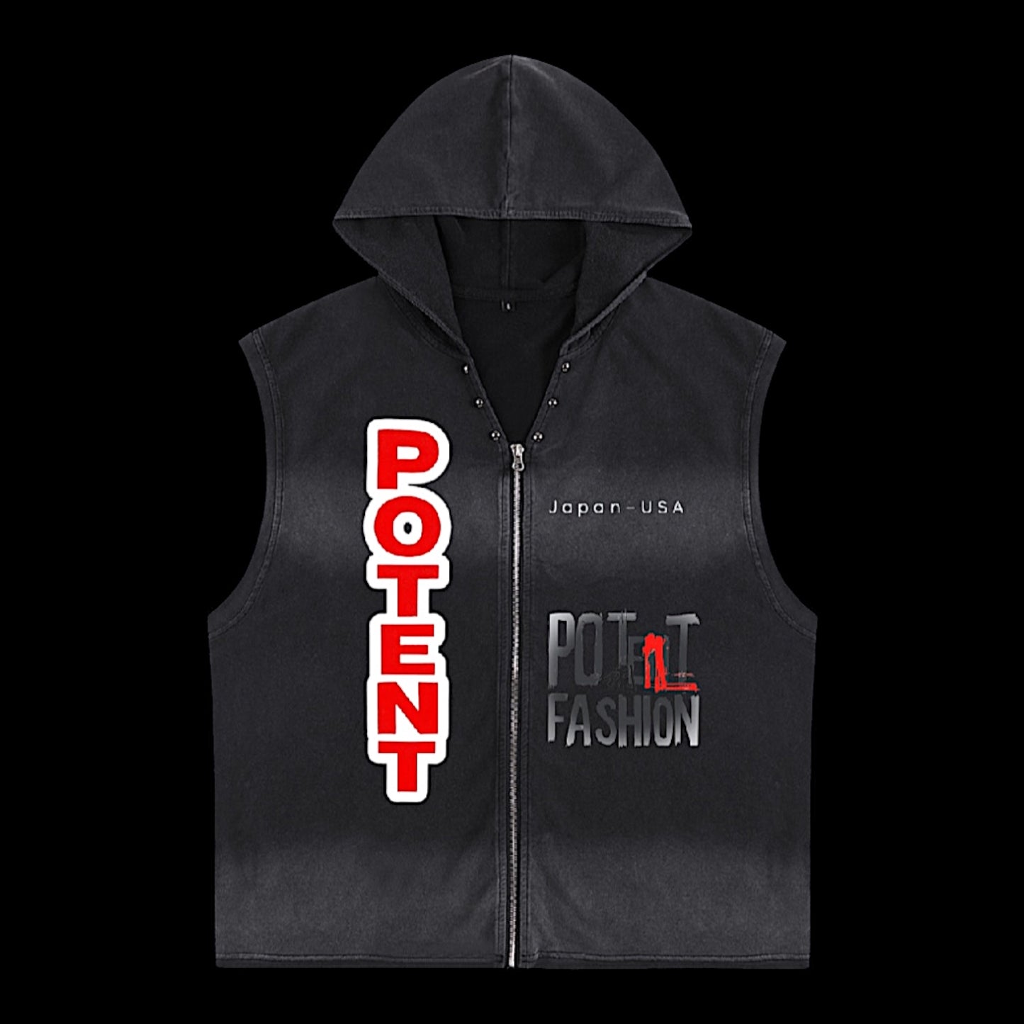 Vintage Washed Zip-Up Hooded Tank Top