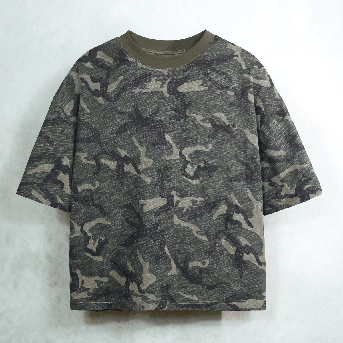 Unisex Heavyweight Camo Cropped Oversized T-Shirt (205GSM)