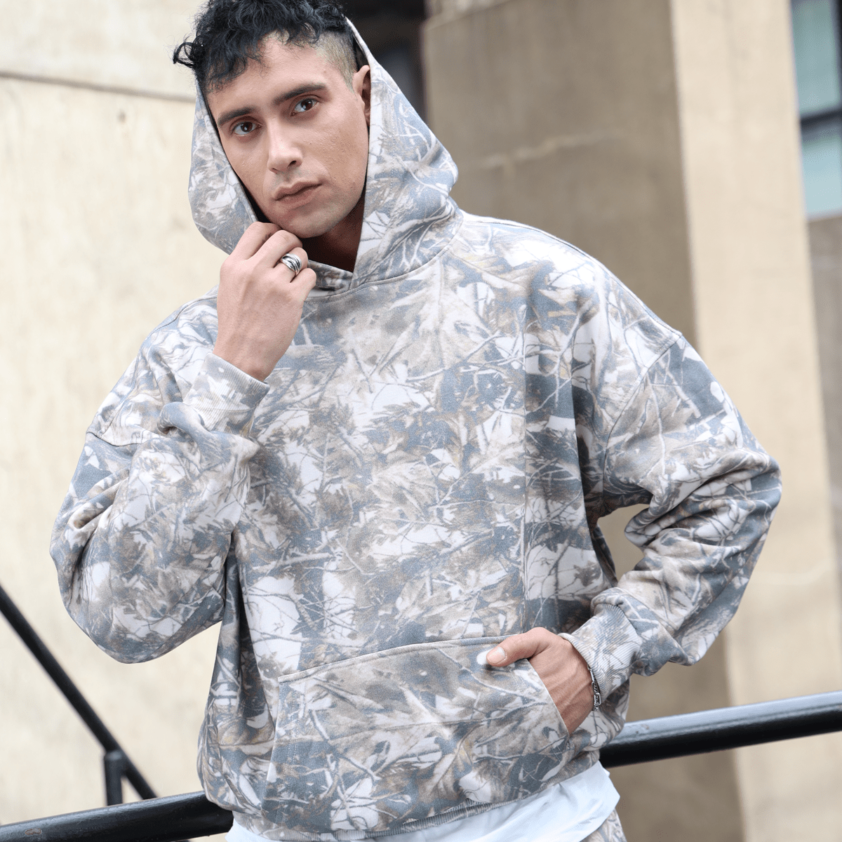Unisex Heavyweight 100% Cotton French Terry Camo Hoodie (400GSM)