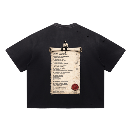 Vintage Washed Distressed Boxy Oversized T-Shirt