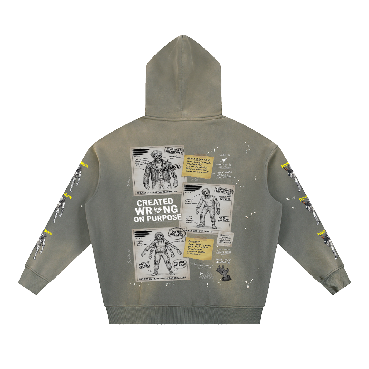Vintage Washed Frayed Fleece Hoodie