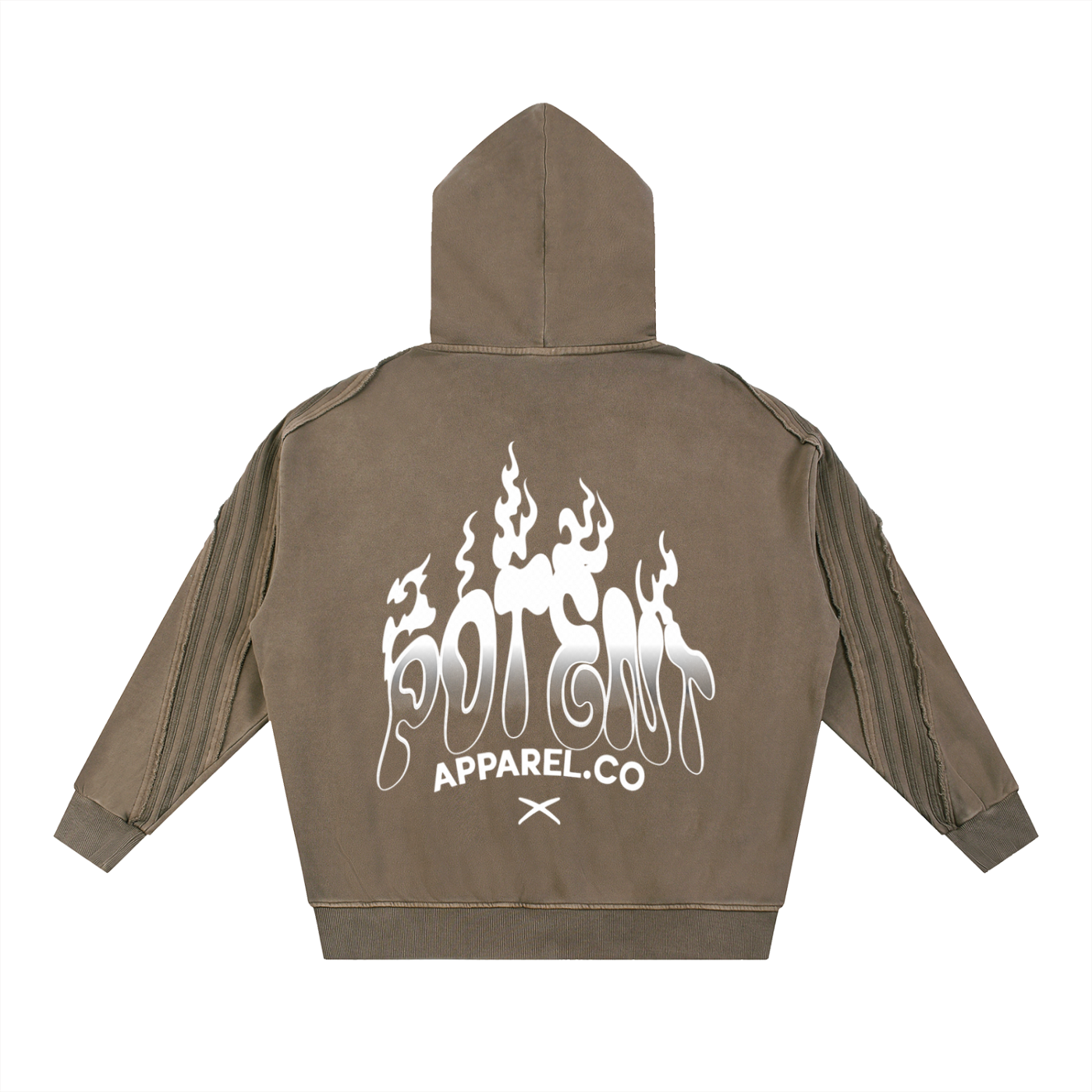 Snow Washed Tape Raw Edge Zip Hoodie