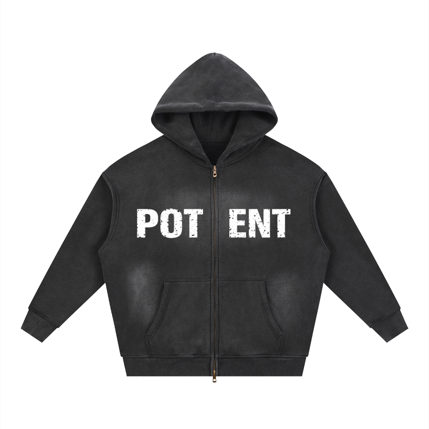 Sunfade Two-way Zipper Boxy Fleece Hoodie