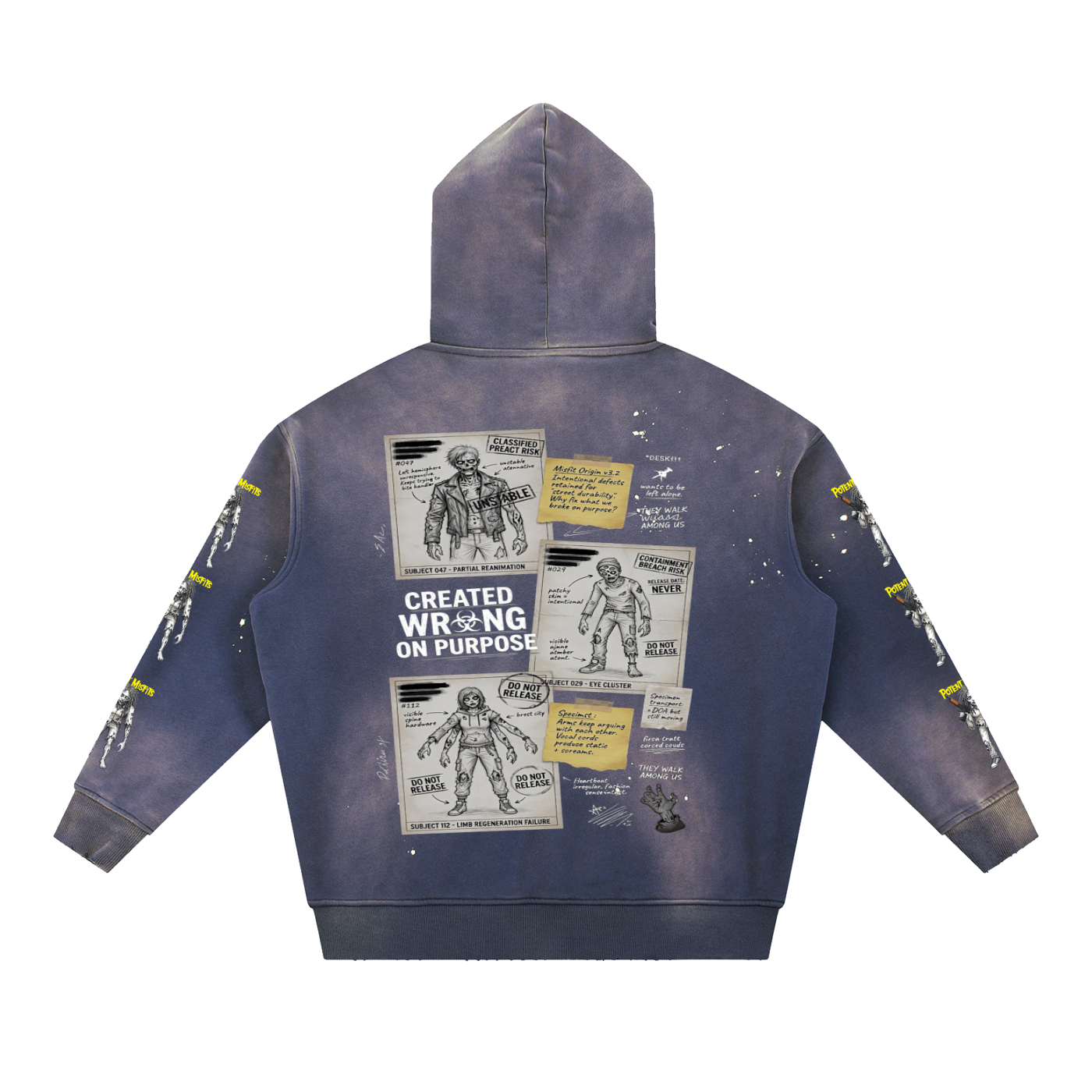 Vintage Washed Frayed Fleece Hoodie