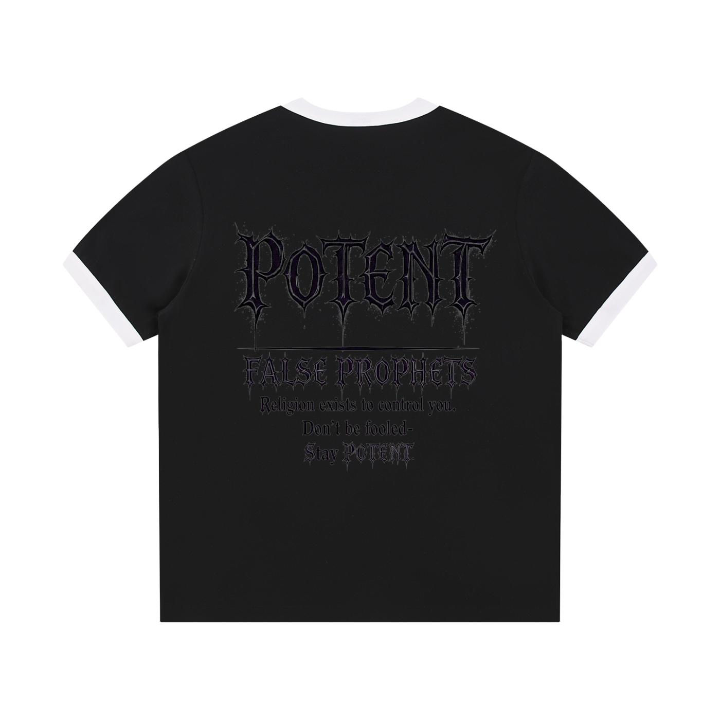 Contrast Edge Ribbed Crewneck T-Shirt