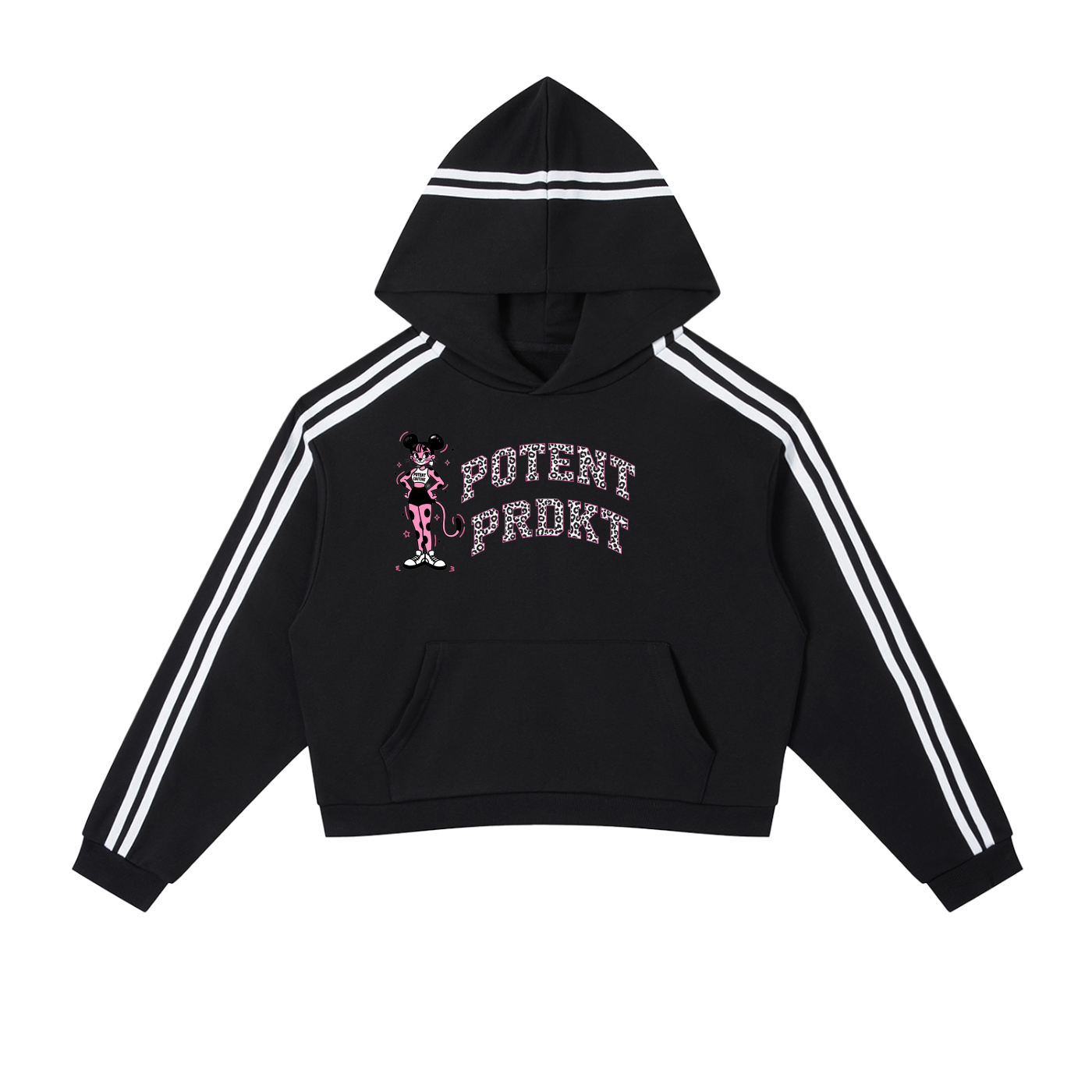 Contrast Side Stripe Cropped Hoodie