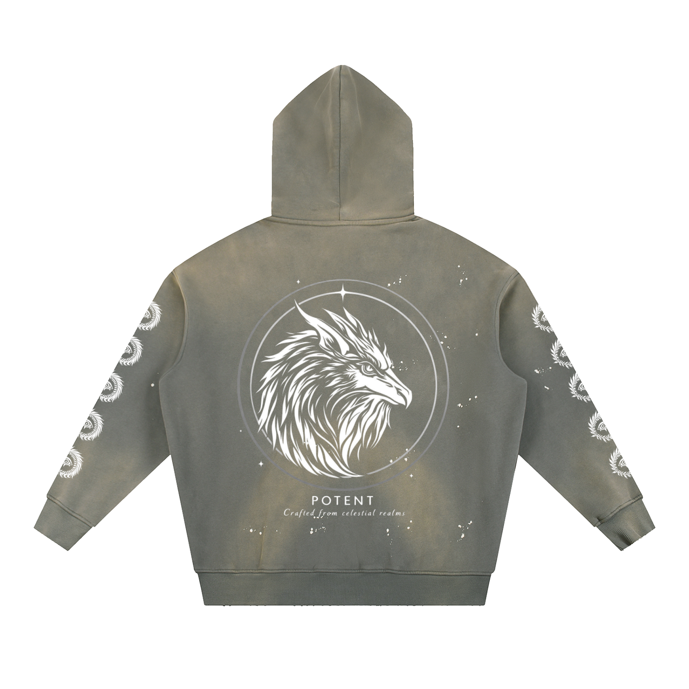 Vintage Washed Frayed Fleece Hoodie 360 GSM