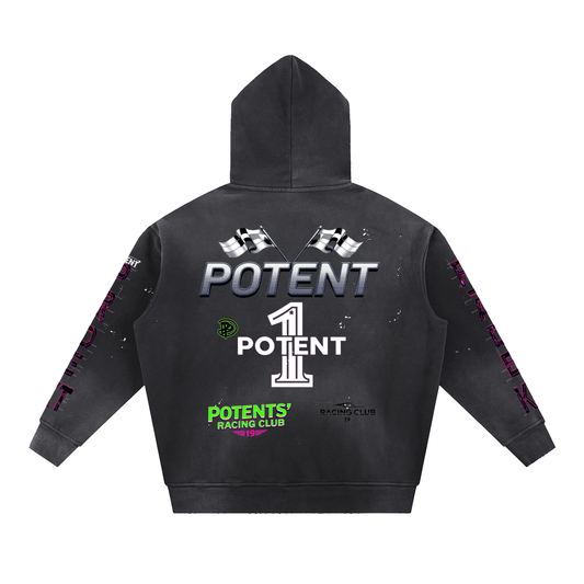 Vintage Washed Frayed Fleece Hoodie