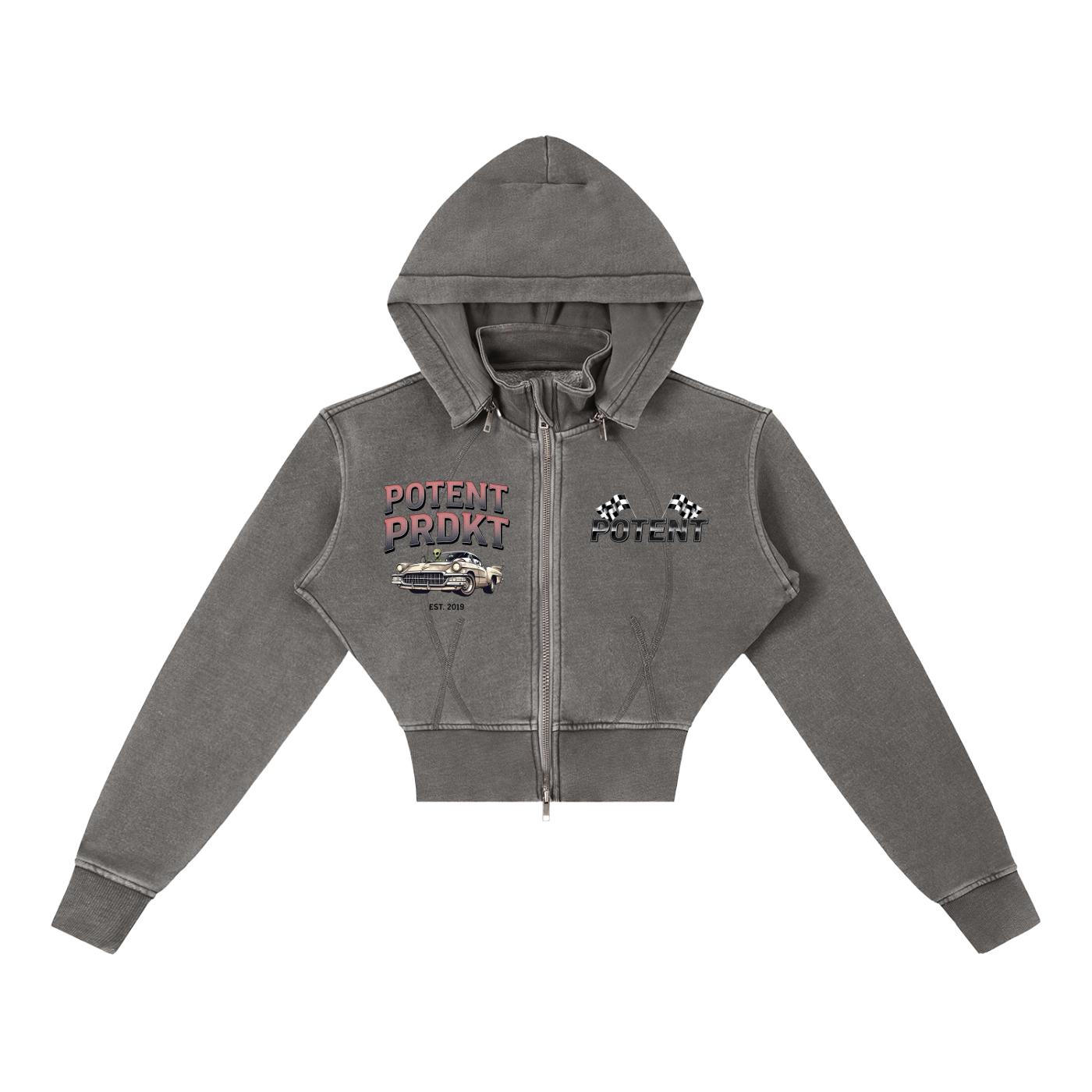 Vintage Washed Cropped Fleece Hoodie