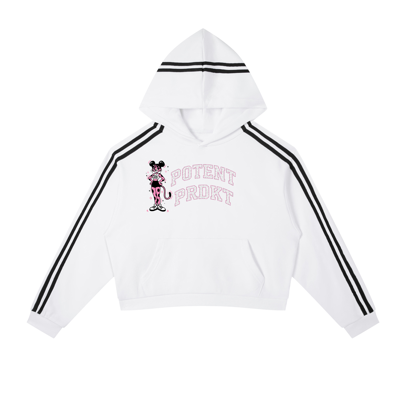 Contrast Side Stripe Cropped Hoodie