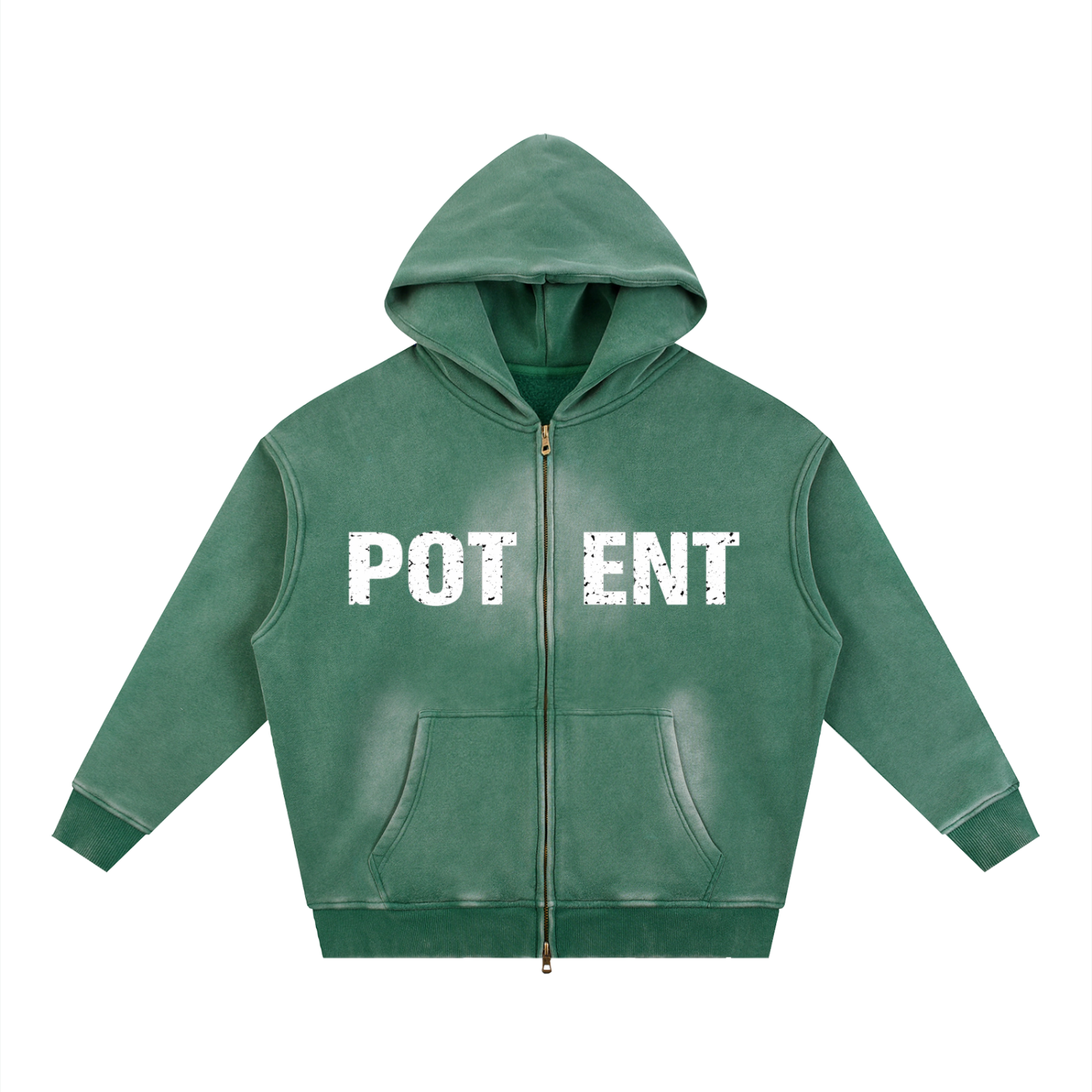Sunfade Two-way Zipper Boxy Fleece Hoodie