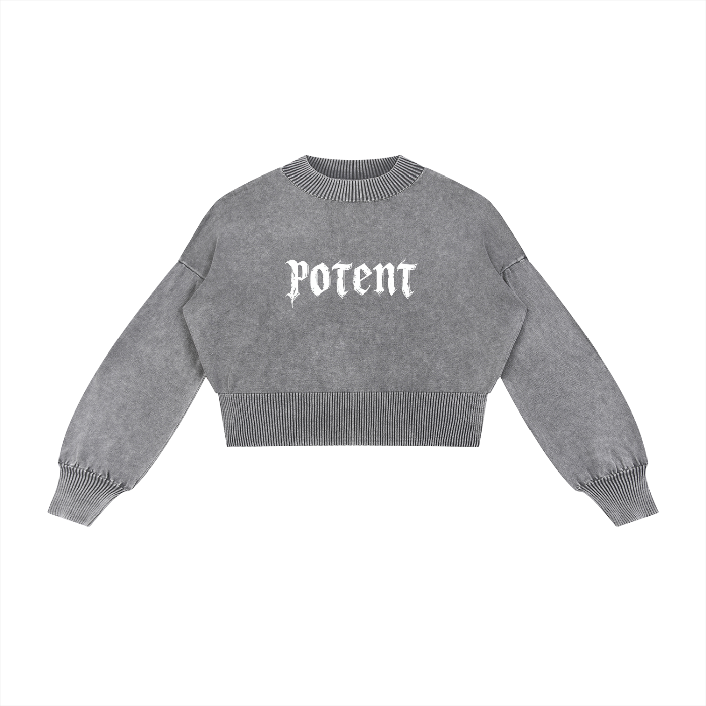 Mineral Wash Balloon Sleeve Cropped Sweater