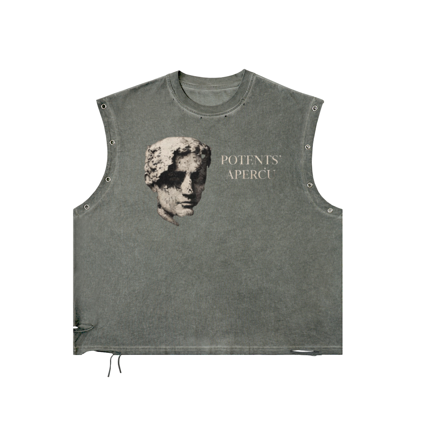 Distressed Grommet Eyelet Tank Top