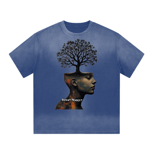 “I” Shaped Monkey Washed Drop Shoulder T-Shirt - 300 GSM