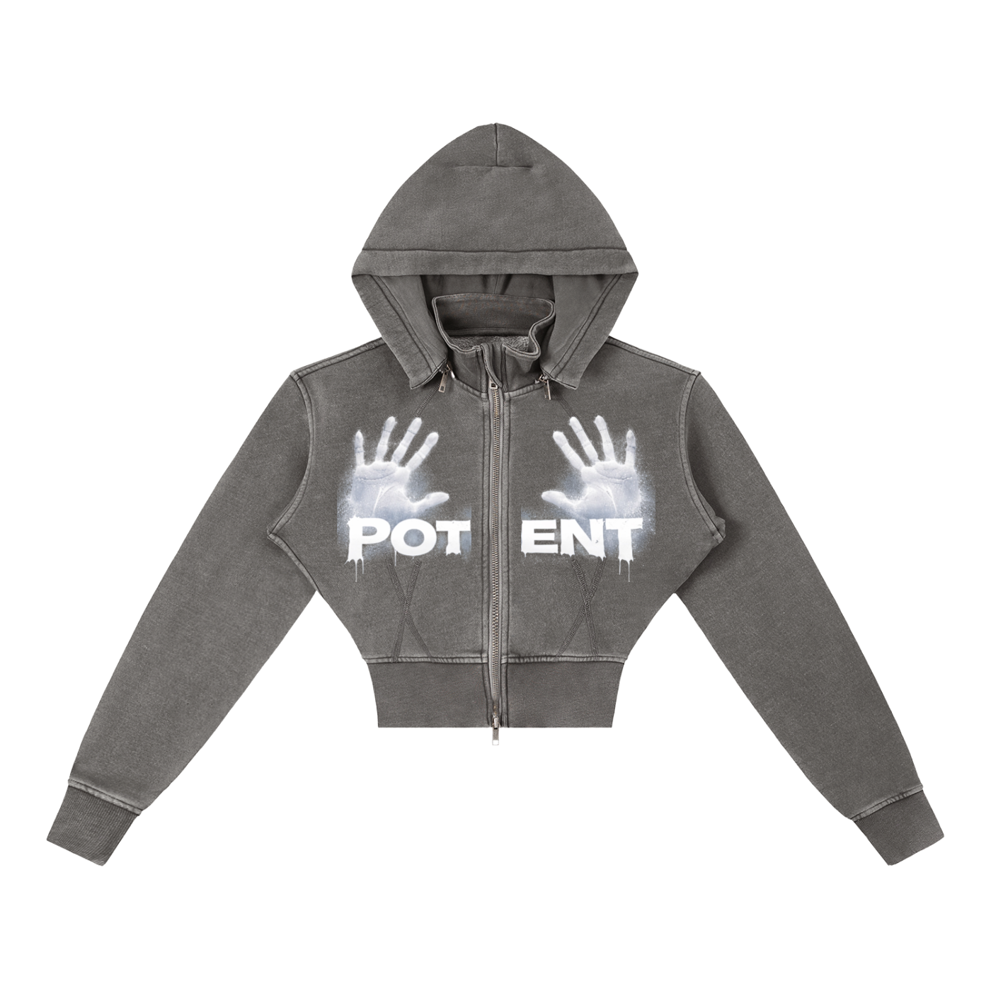 Vintage Washed Cropped Fleece Hoodie