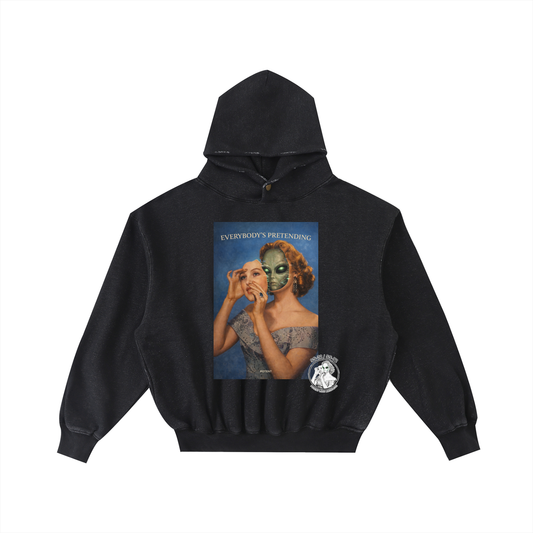 Frayed Enzyme Washed Fleece Hoodie