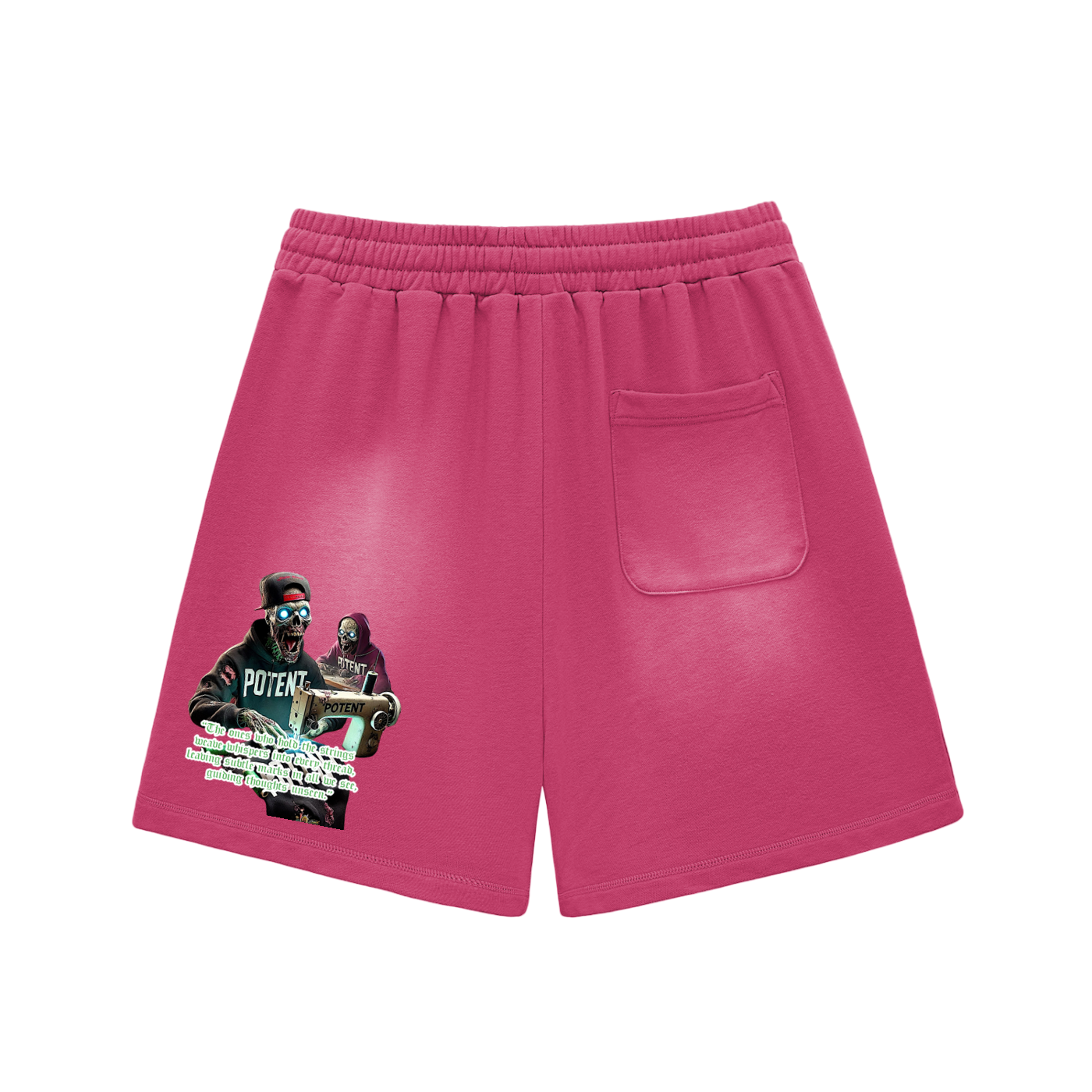 Sun Fade Raw Edge Cotton Shorts