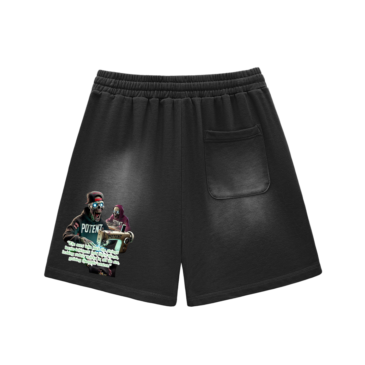 Sun Fade Raw Edge Cotton Shorts