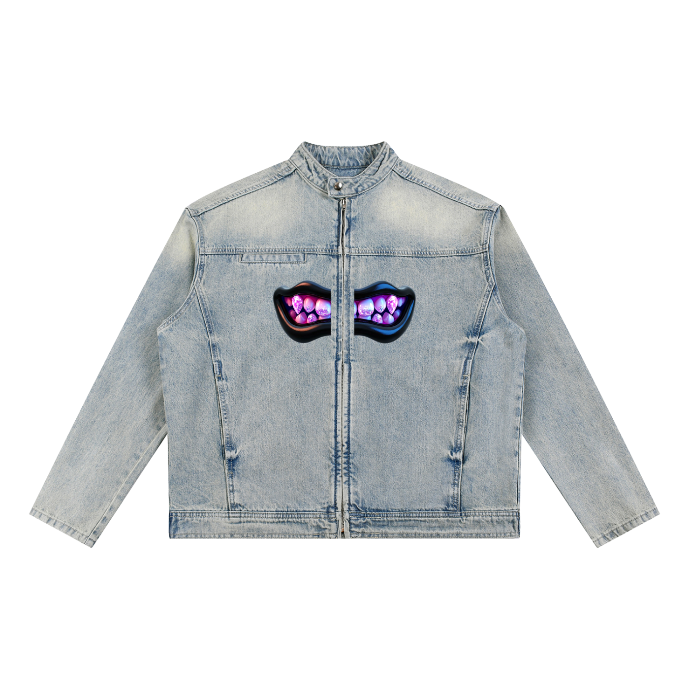 Vintage Wash Zip Denim Jacket