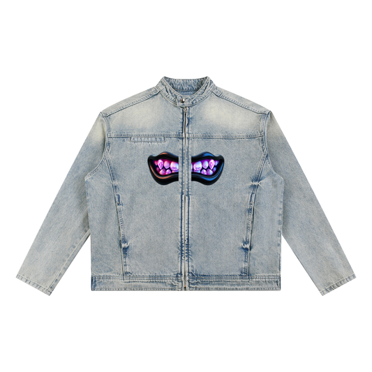 Vintage Wash Zip Denim Jacket