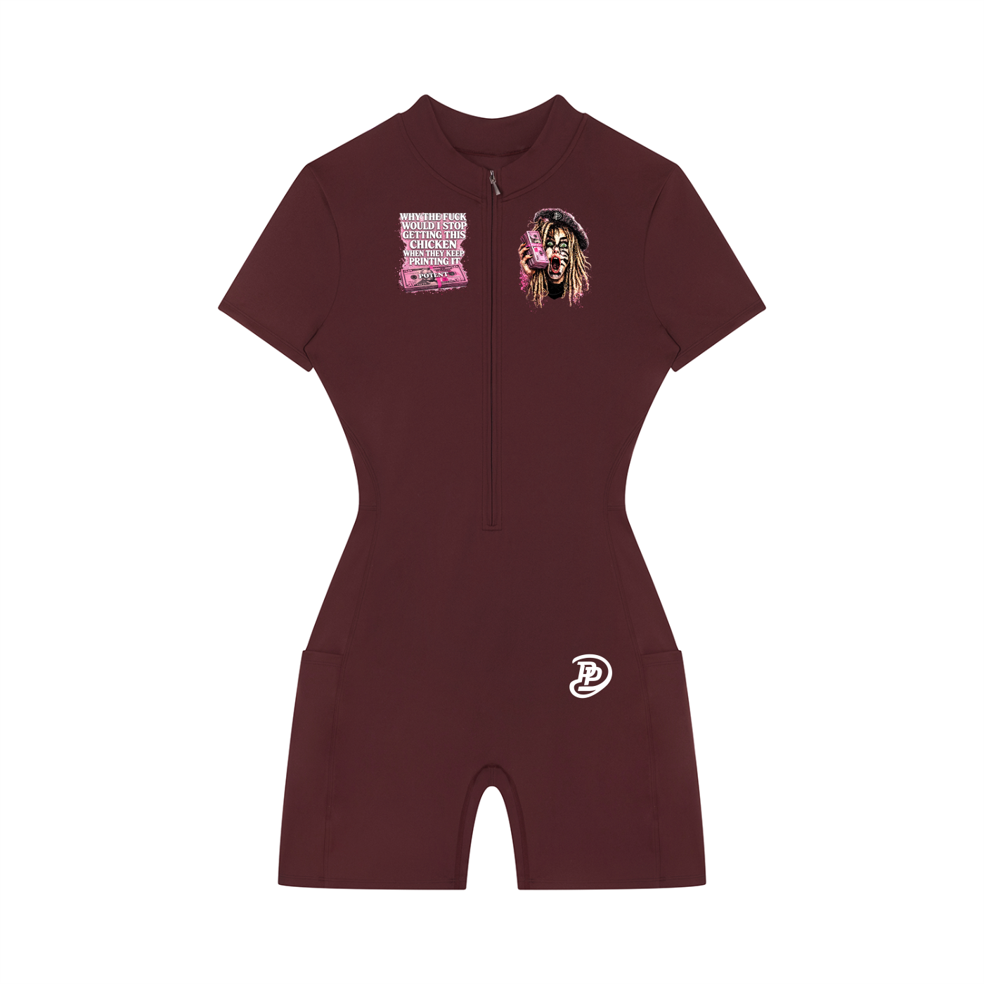 Women's Quarter-Zip Short Sleeve Romper