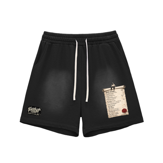 Sun Fade Raw Edge Cotton Shorts