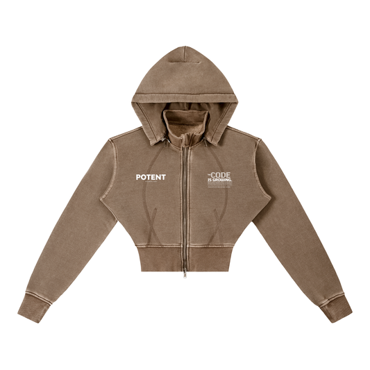 Vintage Washed Cropped Fleece Hoodie 400 GSM