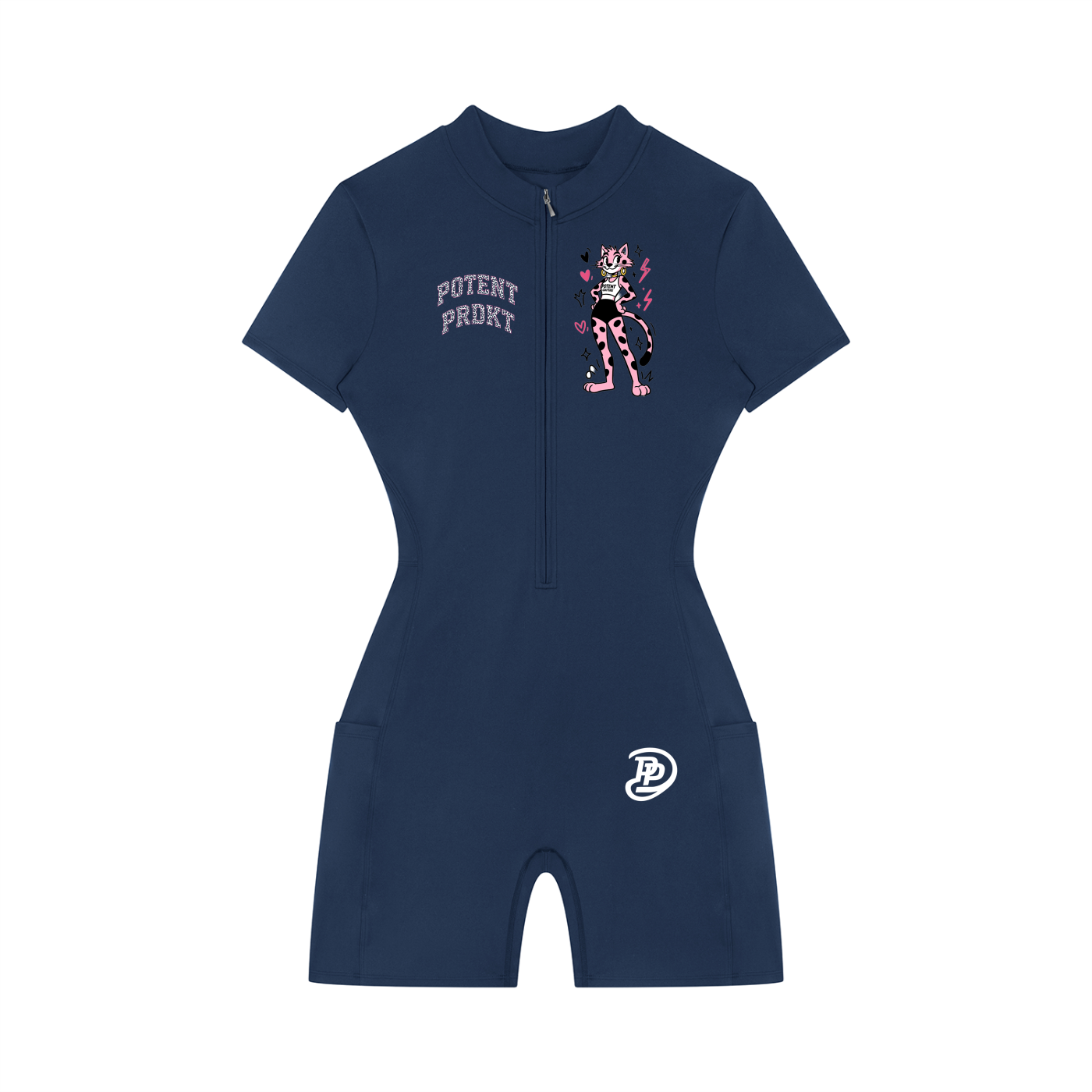 Women's Quarter-Zip Short Sleeve Romper