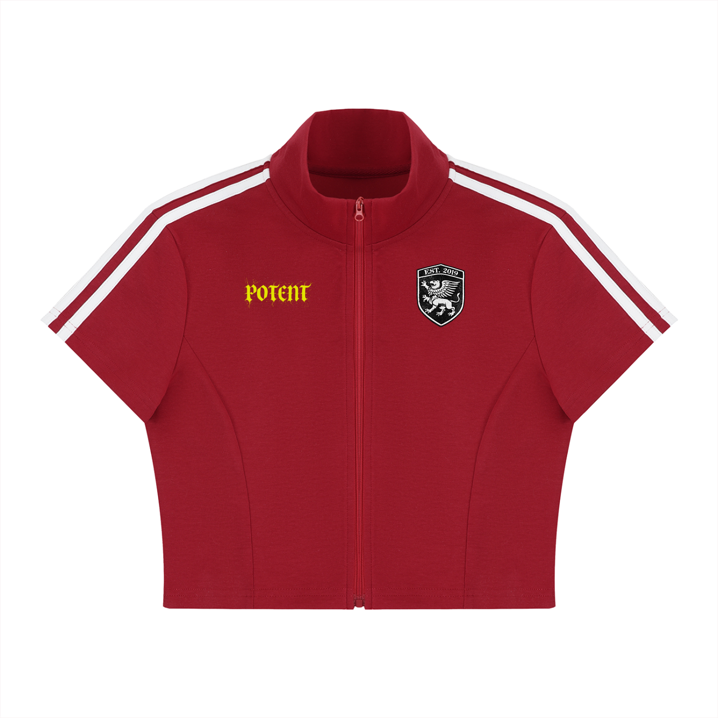 Women's Cropped Full Zip Short Sleeve T-Shirt