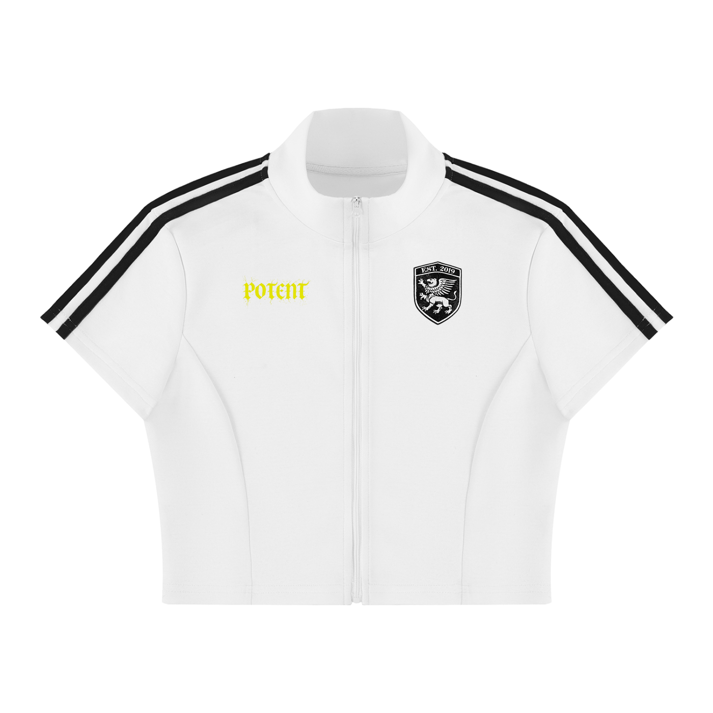 Women's Cropped Full Zip Short Sleeve T-Shirt