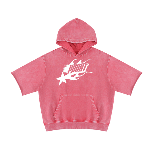 Unisex Mineral Wash Short Sleeve Hoodie