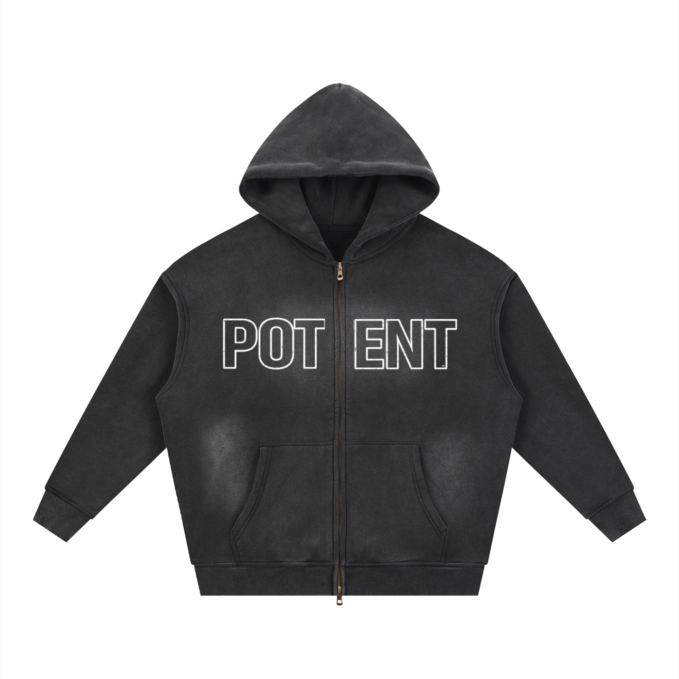 Sunfade Two-way Zipper Boxy Fleece Hoodie