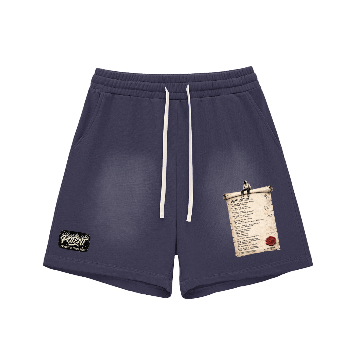 Sun Fade Raw Edge Cotton Shorts