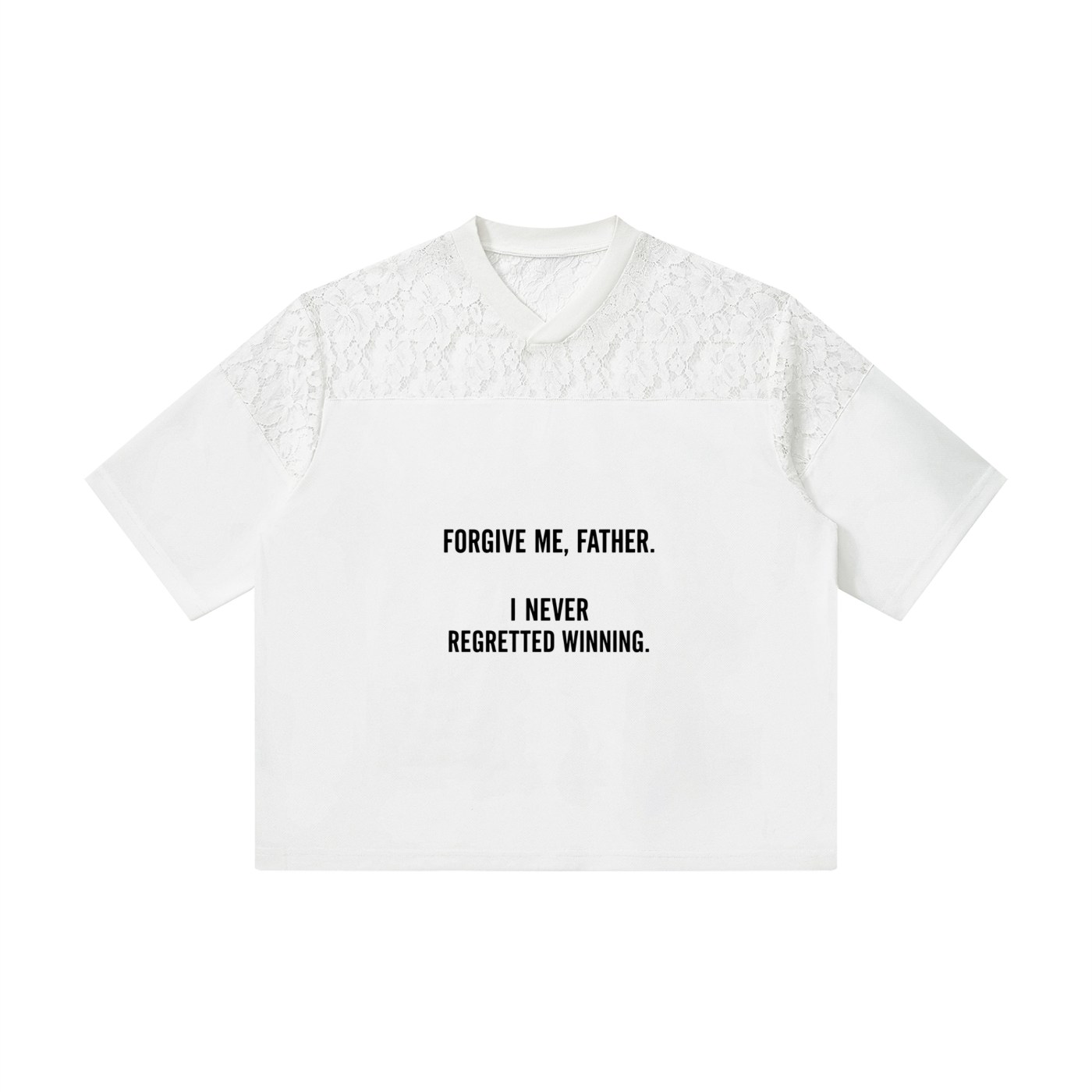 Unisex Lace Paneling V-Neck T-Shirt