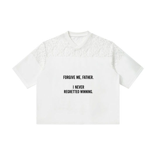 Unisex Lace Paneling V-Neck T-Shirt