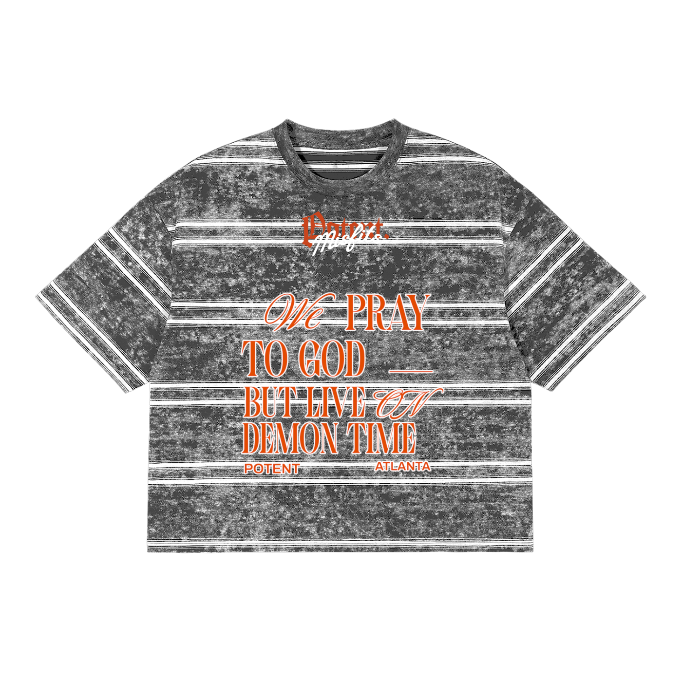 Snow Washed Striped Boxy T-Shirt