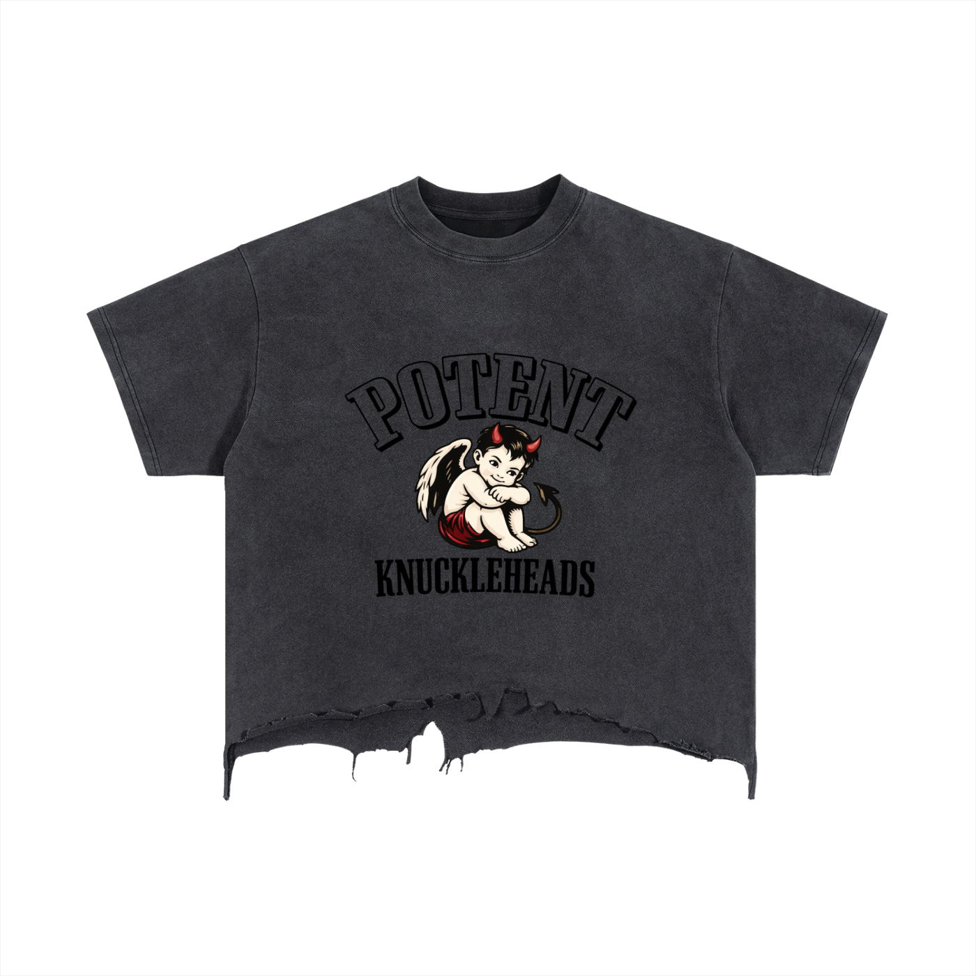 Vintage Wash Boxy Distressed Hem T-Shirt