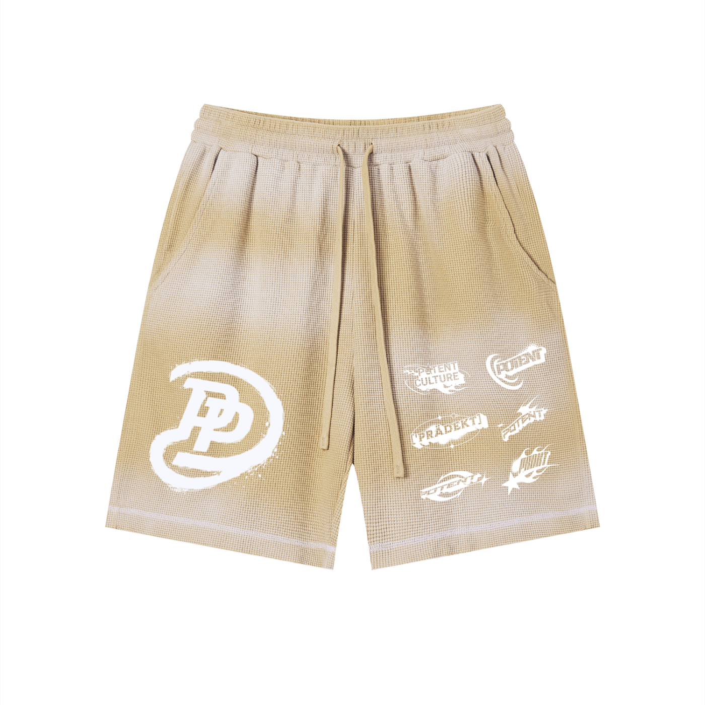 Unisex Sunfade Waffle Raw Hem Shorts