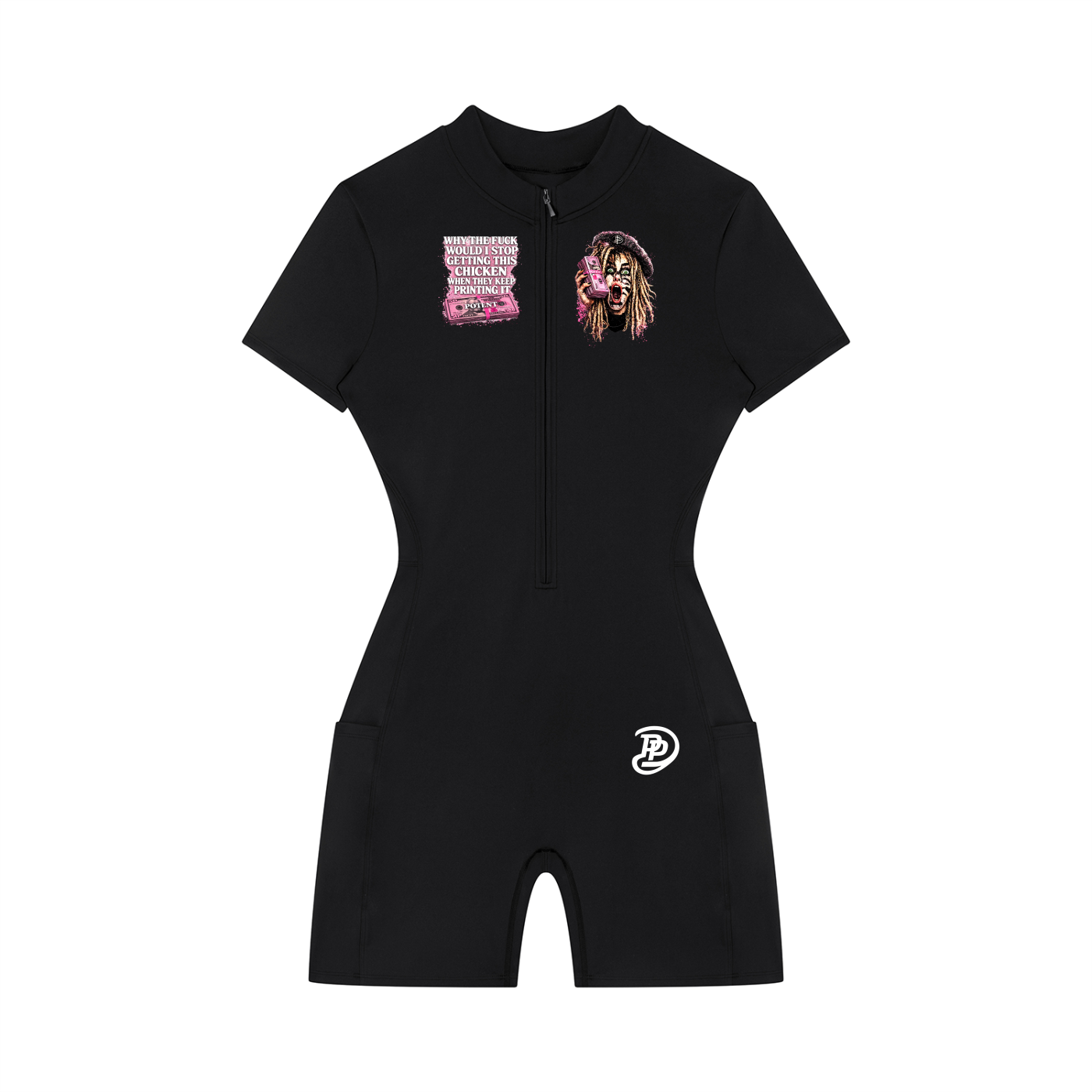 Women's Quarter-Zip Short Sleeve Romper