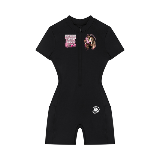Women's Quarter-Zip Short Sleeve Romper