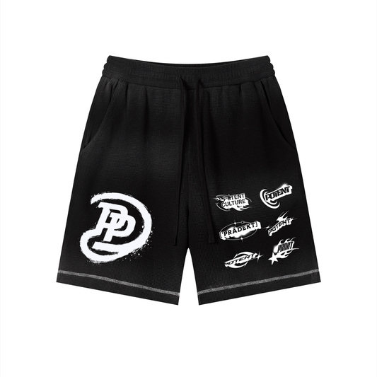 Unisex Sunfade Waffle Raw Hem Shorts