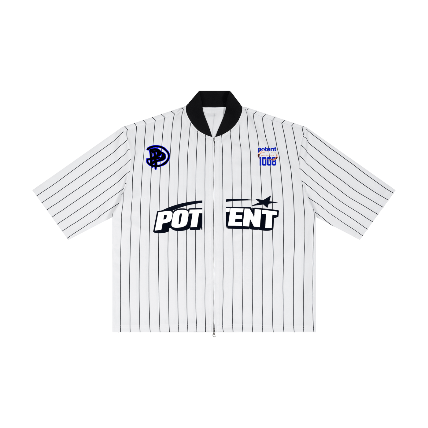 Unisex Striped Full-Zip Baseball Jersey