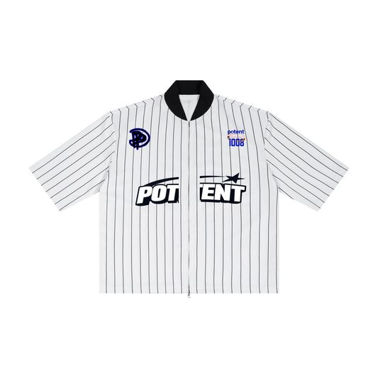 Unisex Striped Full-Zip Baseball Jersey