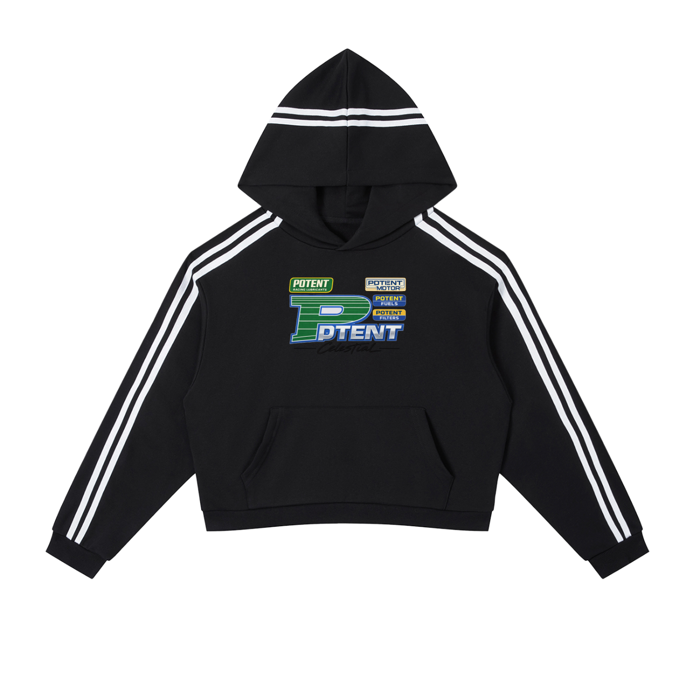 Contrast Side Stripe Cropped Hoodie