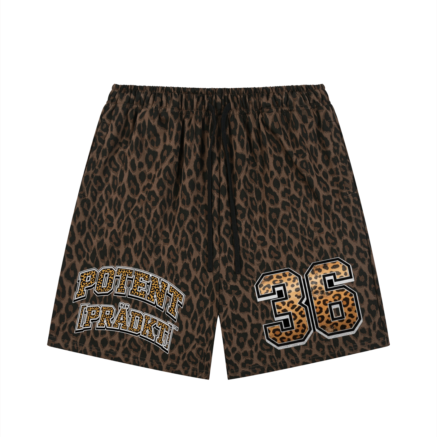 Unisex Heavyweight Leopard Drawstring Shorts