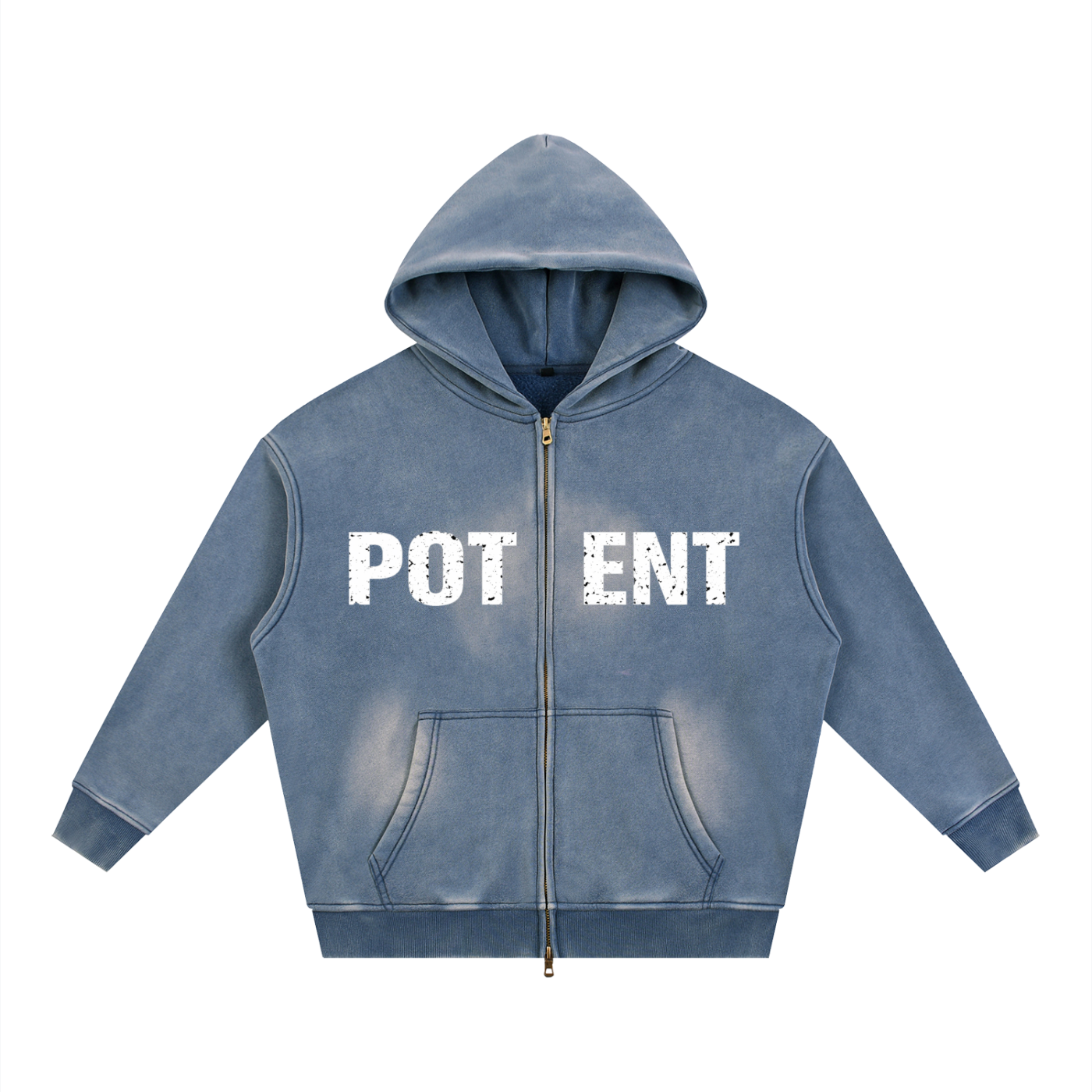 Sunfade Two-way Zipper Boxy Fleece Hoodie